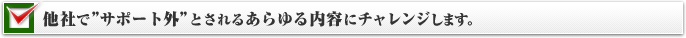 他社で”サポート外”とされるあらゆる内容にチャレンジします。